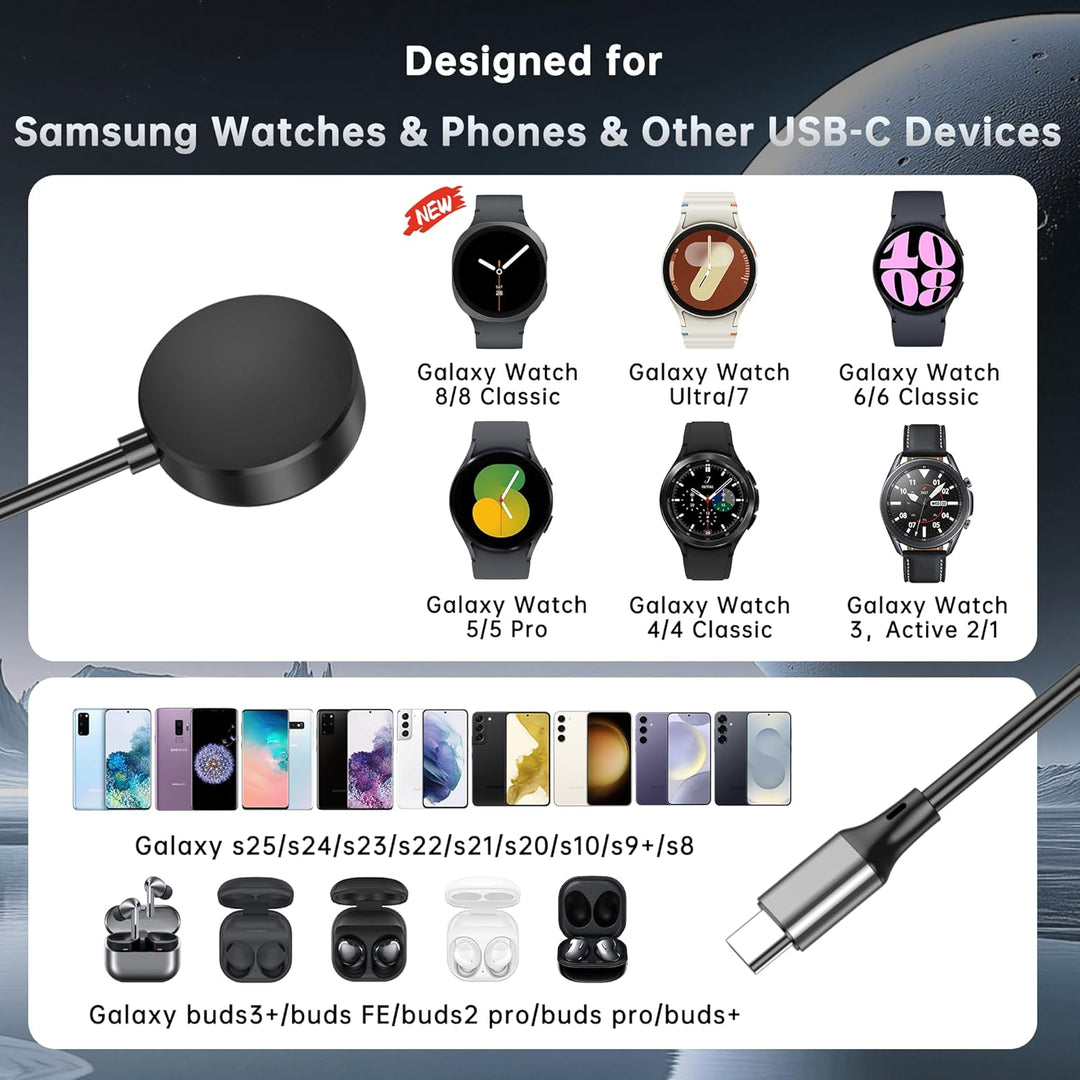 2-in-1 Ladegerät für Samsung Watch,25 W USB-C-Schnellladegerät,Kompatibel mit Galaxy Watch 8/7/Ultra