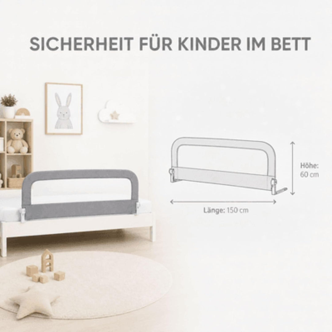 Fillikid Bettschutzgitter Exclusiv | Rausfallschutz Kinder 150 cm x 60 cm | Kinder-Bettgitter rutsch