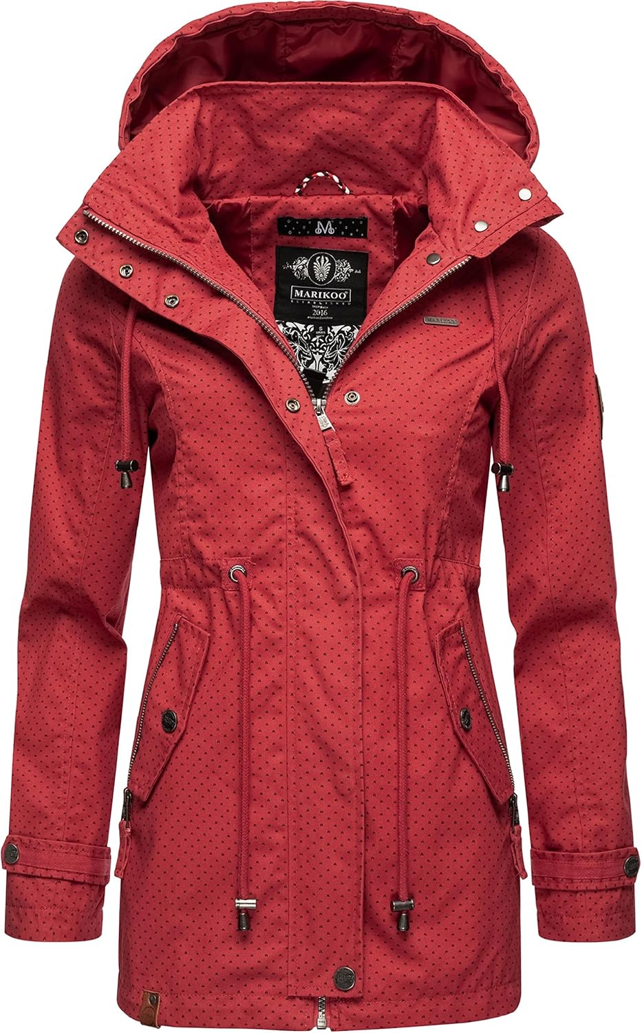 MARIKOO Damen leichte Übergangsjacke Baumwoll-Parka mit Kapuze Nyokoo XS-XXL S Red W.p., S Red W.p.