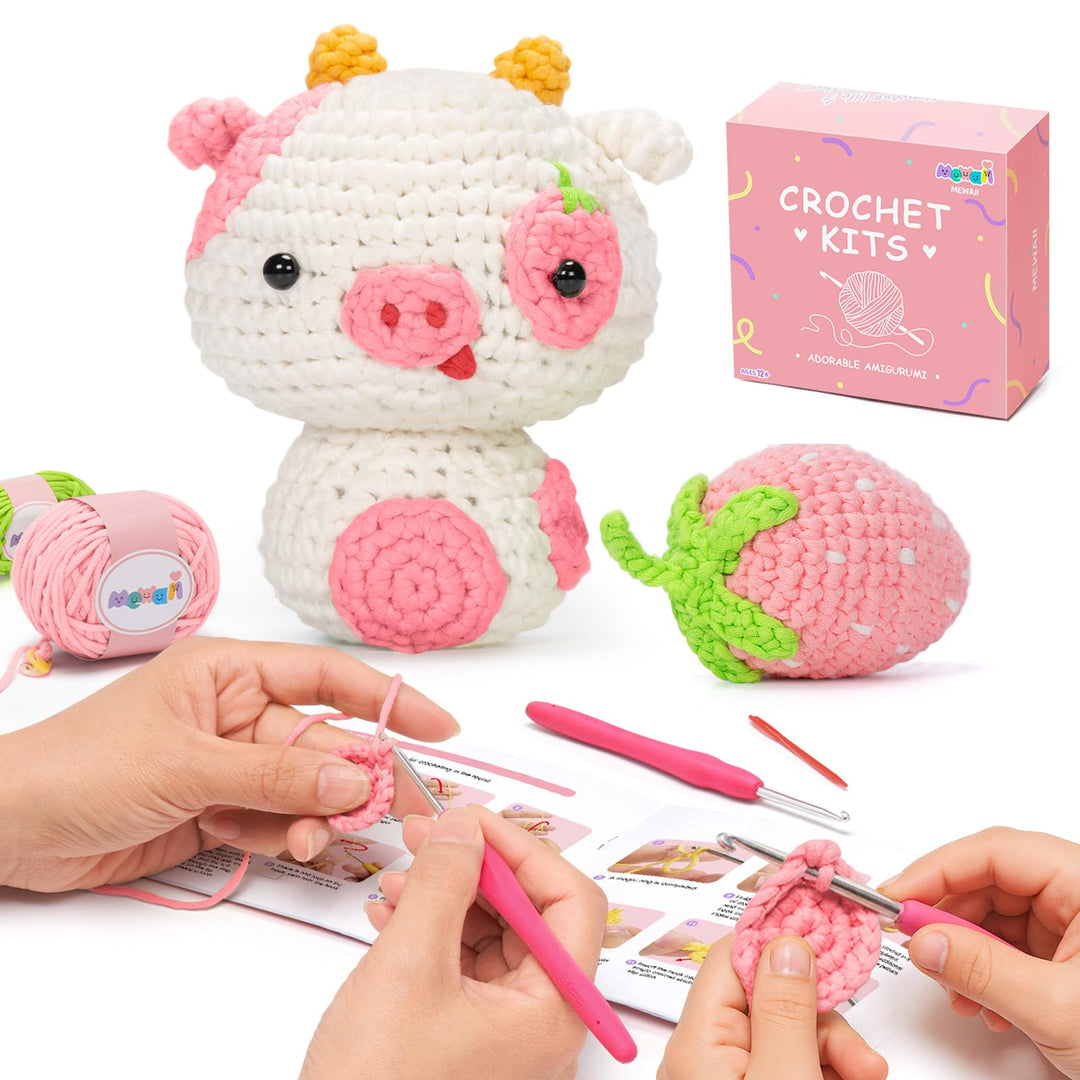 Mewaii Häkelset für Anfänger, Komplettes DIY Set für Erwachsene Häkelnadel Set mit Vorgestartetem Ga