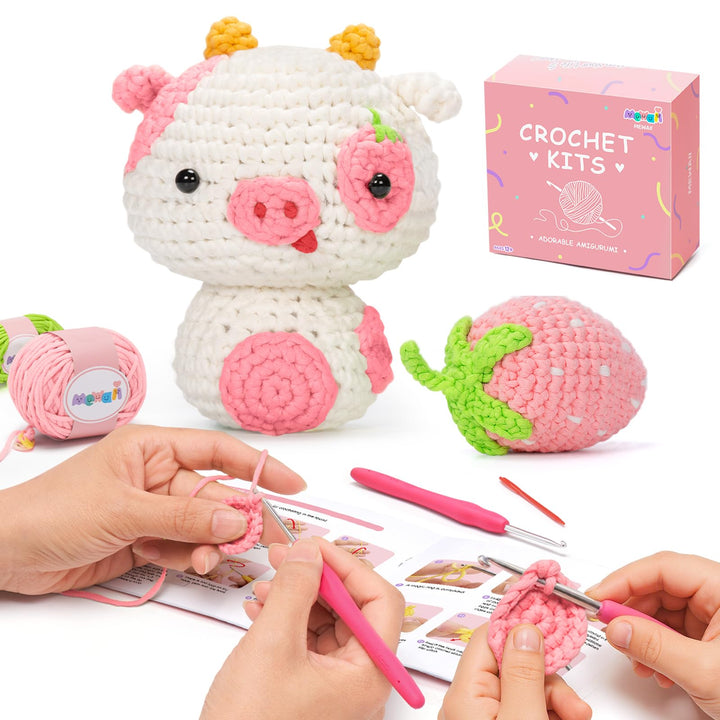 Mewaii Häkelset für Anfänger, Komplettes DIY Set für Erwachsene Häkelnadel Set mit Vorgestartetem Ga
