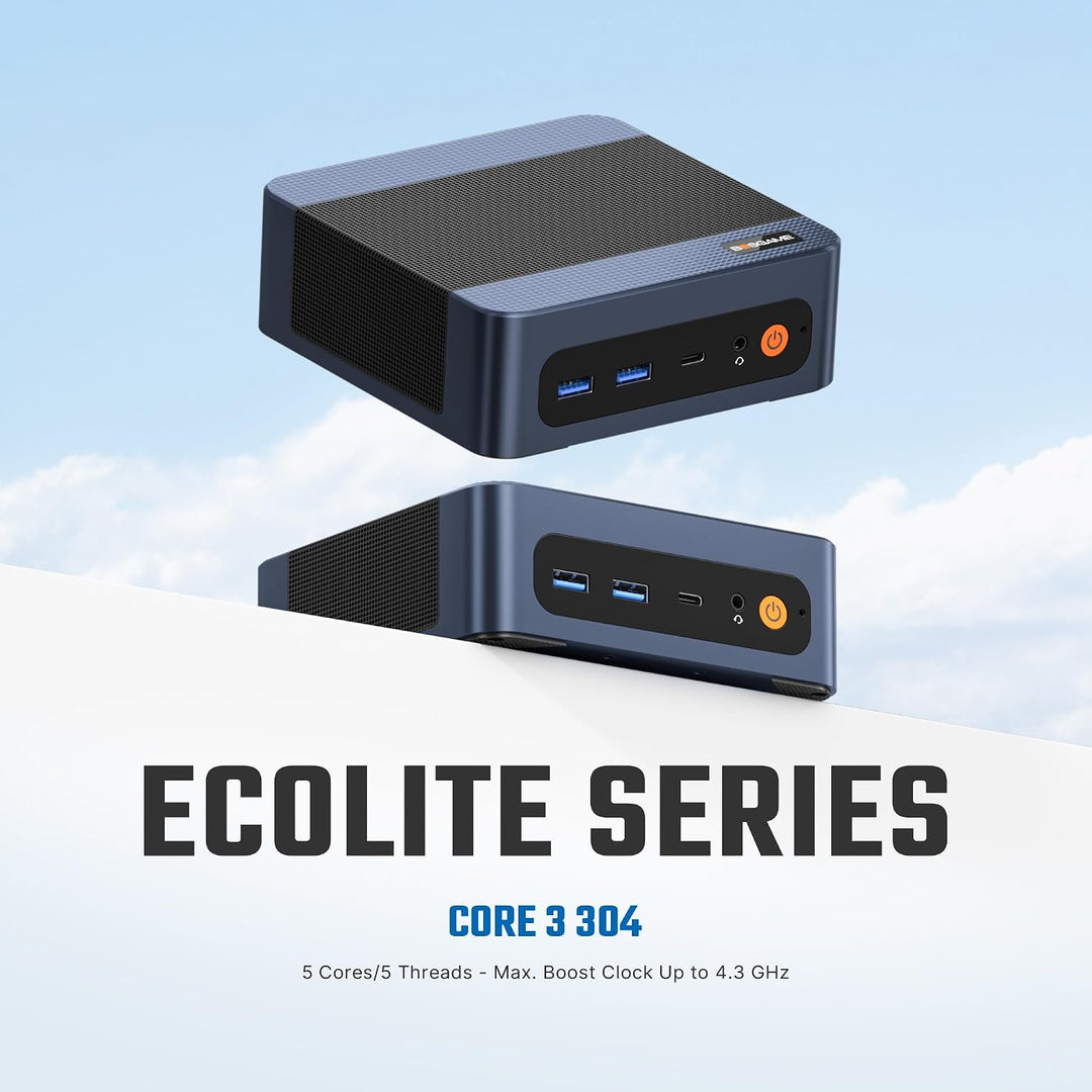 BOSGAME E6 ECO Mini-PC Core 3 304 (bis zu 4,3 GHz) 12GB LPDDR5X 512GB SSD | mini pc Windows 11 , 4K