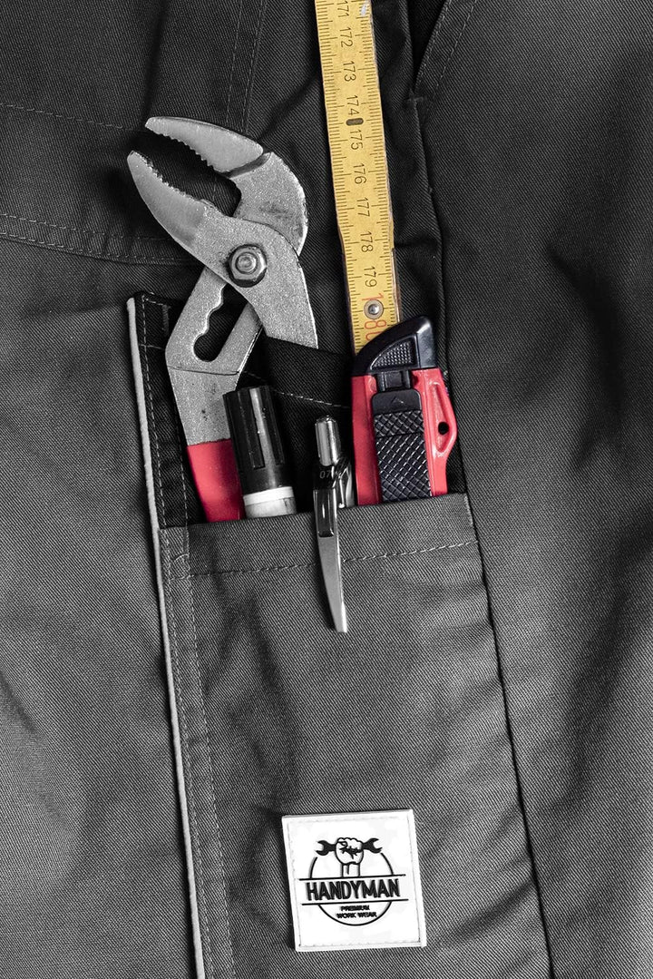 ACE Handyman Herren-Arbeitshose kurz - Männer-Arbeitshosen mit Stretch-Bund aus 35% Baumwolle leicht