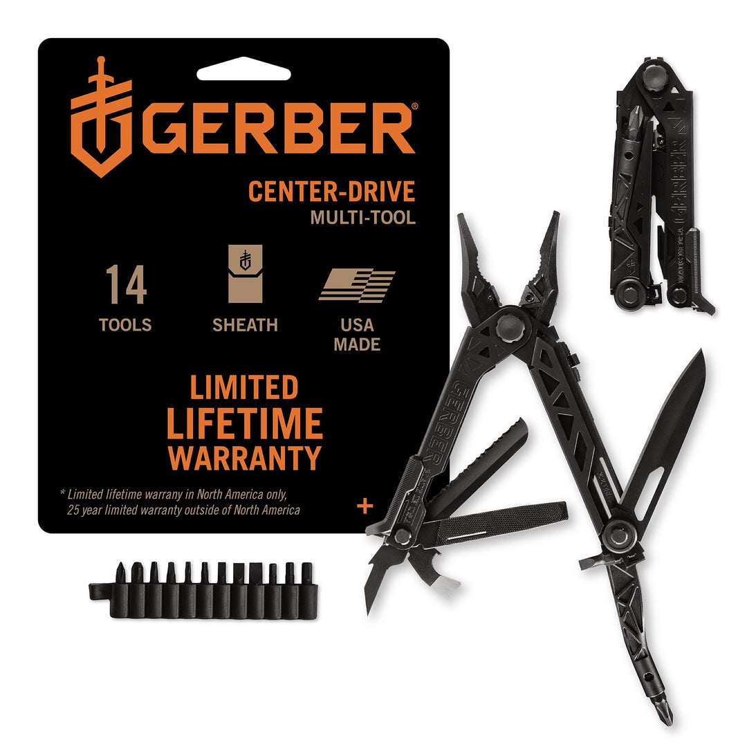 Gerber Multi-Tool mit Gürtel-Clip, Center-Drive, Einhandöffnung, 14 Funktionen und Nylon-Scheide (Mo