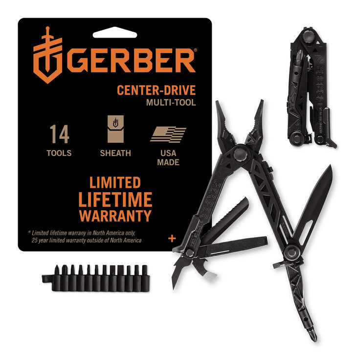 Gerber Multi-Tool mit Gürtel-Clip, Center-Drive, Einhandöffnung, 14 Funktionen und Nylon-Scheide (Mo