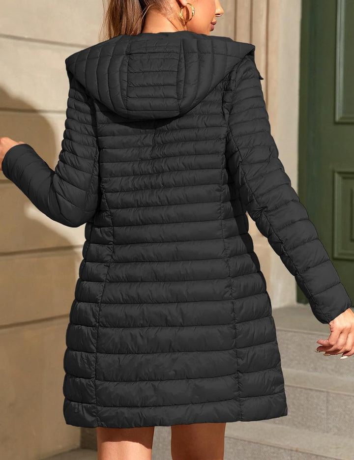 Geschallino Damen Grosse Grössen Gesteppt Leicht Winter Lang Steppmantel mit Kapuze (XL-5XL) XXL Sch