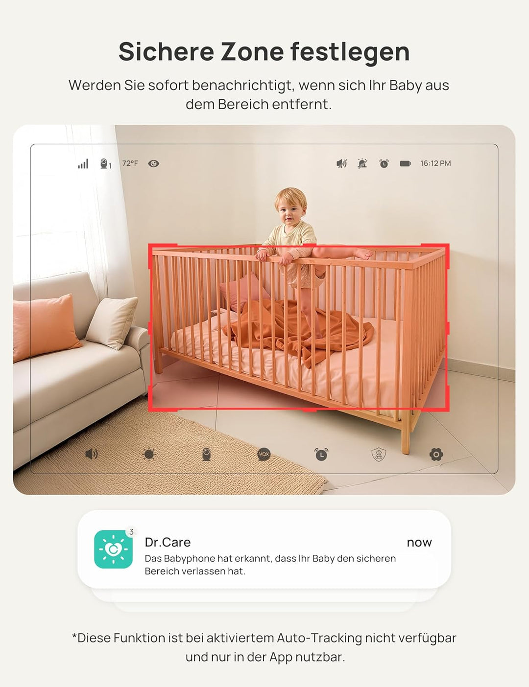 Dr.Care VistaView Smart WLAN Babyphone mit Kamera, 1080P HD, 2K Kamera, App-Steuerung, Bewegungs- &