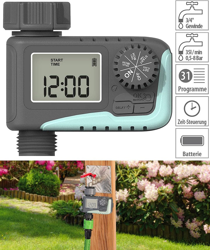 Royal Gardineer Bewässerung Computer: Digitaler Bewässerungscomputer mit LCD-Display (Gartenbewässer