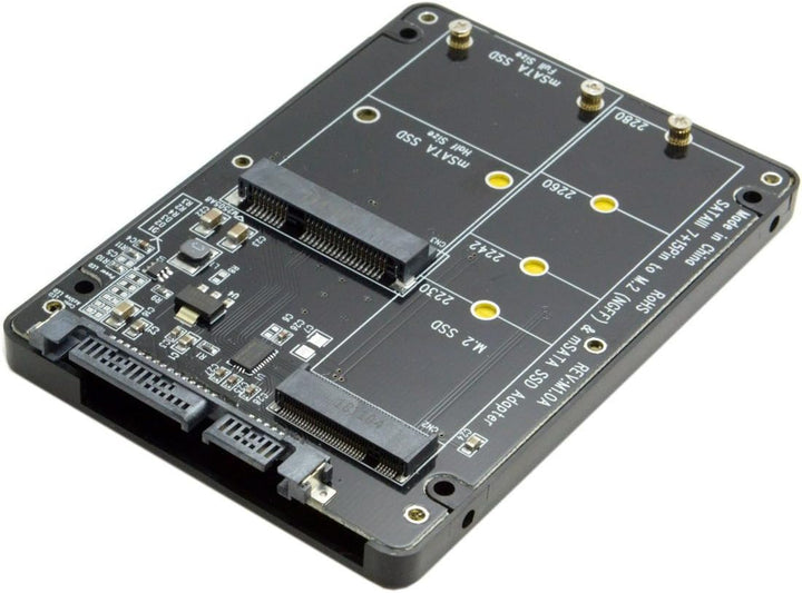 Cablecc 2-in-1-Kombo M.2 NGFF B-Schlüssel & mSATA SSD zu SATA 3.0 Adapter-Konverter, Gehäuse. ohne S