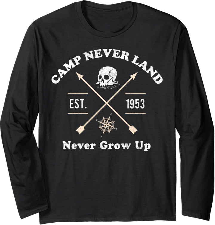Disney Peter Pan Camp Never Land Skull Text Poster C1 Langarmshirt