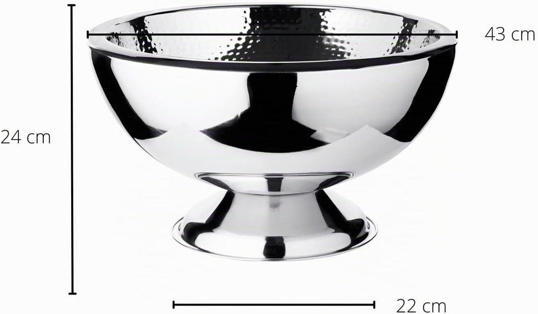 EDZARD Champagnerkühler Cadiz (ø 43 cm, H 24 cm) Edelstahl hochglanzpoliert, innen gehämmert, doppel