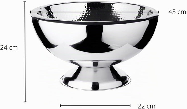 EDZARD Champagnerkühler Cadiz (ø 43 cm, H 24 cm) Edelstahl hochglanzpoliert, innen gehämmert, doppel