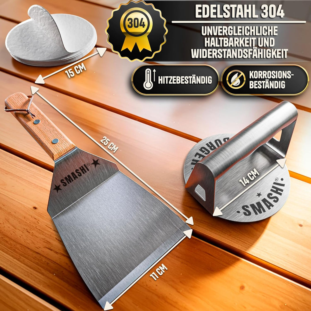 SMASHI® Smash Burger Set Professionell aus Edelstahl 304 – EU-Zertifiziert für Lebensmittelkontakt |