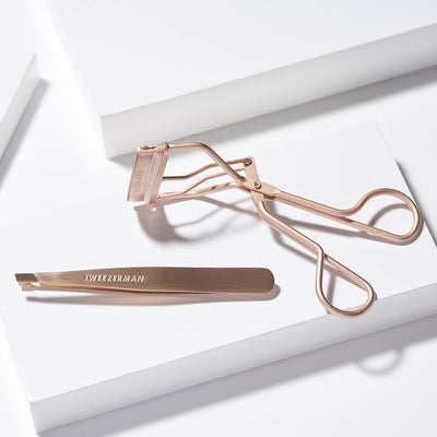 TWEEZERMAN Beauty Geschenkset inkl. Wimpernzange und Pinzette für optimale Augen, Roségold Pinzette