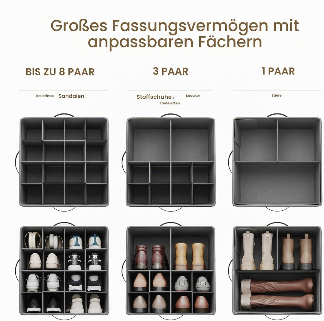 Varhomax Schuhorganizer-Box für Schrank | Stoff-Aufbewahrungsbox mit verstellbaren Trennwänden &amp; tra