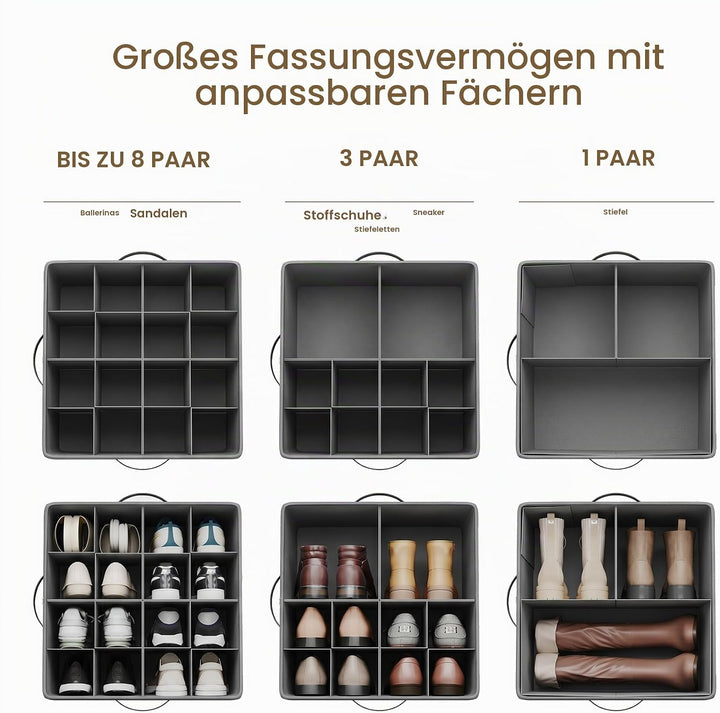 Varhomax Schuhorganizer-Box für Schrank | Stoff-Aufbewahrungsbox mit verstellbaren Trennwänden &amp; tra