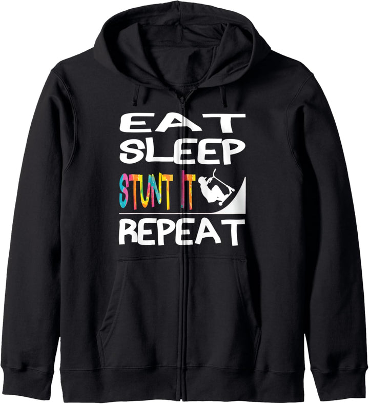 Eat Sleep Stunt it Repeat Stunt Scooter Scootering Kids Kapuzenjacke
