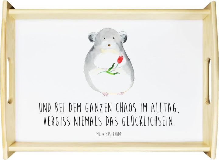 Mr. & Mrs. Panda Servier Tablett Chinchilla Blume - Geschenk, Kummer, Glücklichsein, Chinchillas, Kü