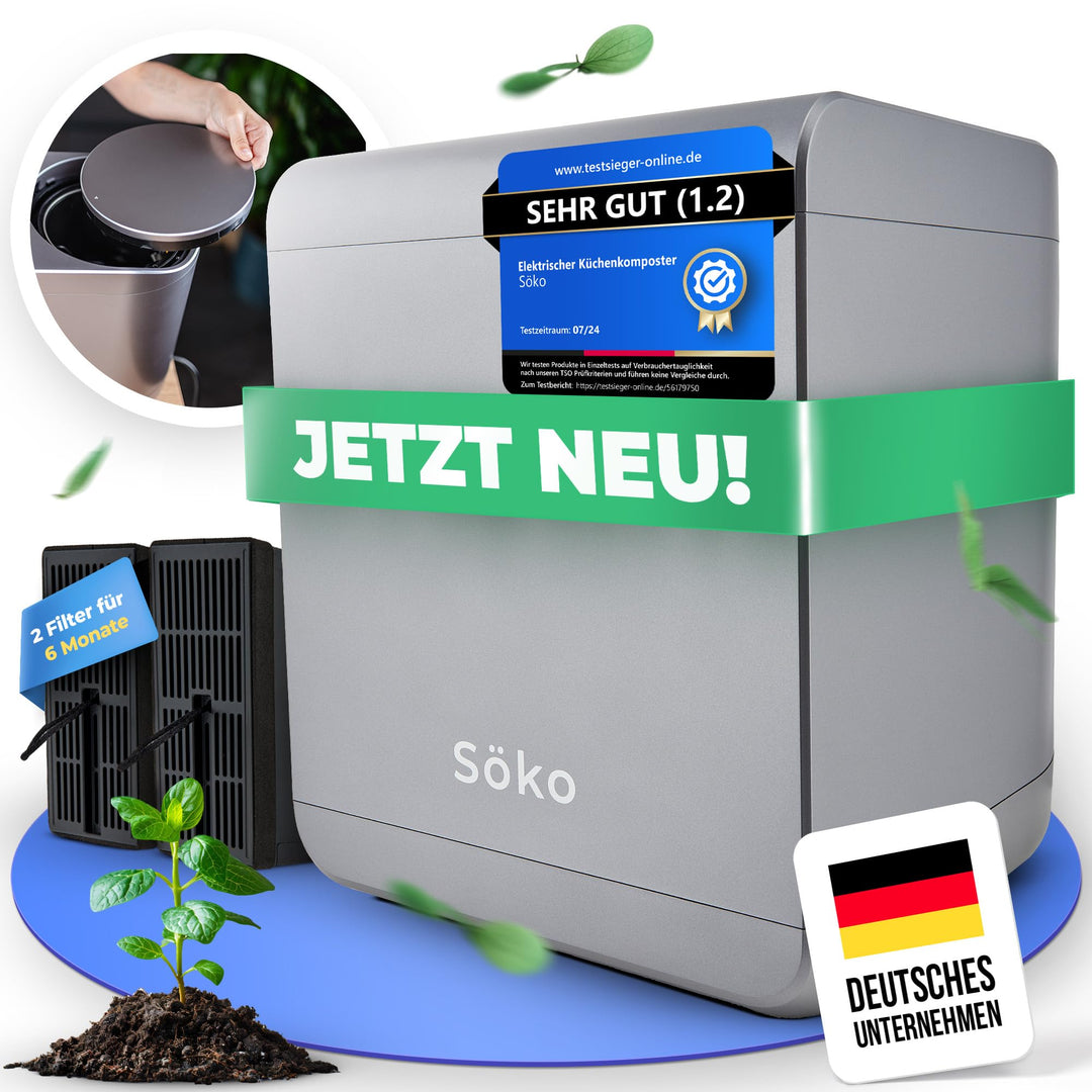 Elektrischer Komposter Söko [2X Aktivkohle-Filter] Elektro-Schnellkomposter - Revolutionäre Kompost-