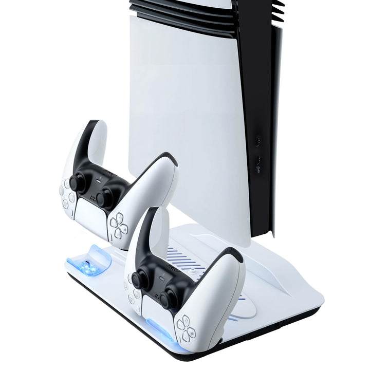 Wigearss PS5/PS5 Slim/PS5 Pro Kühler Standfuss mit Dual Controller Ladegerät, PS5 Controller Ladesta