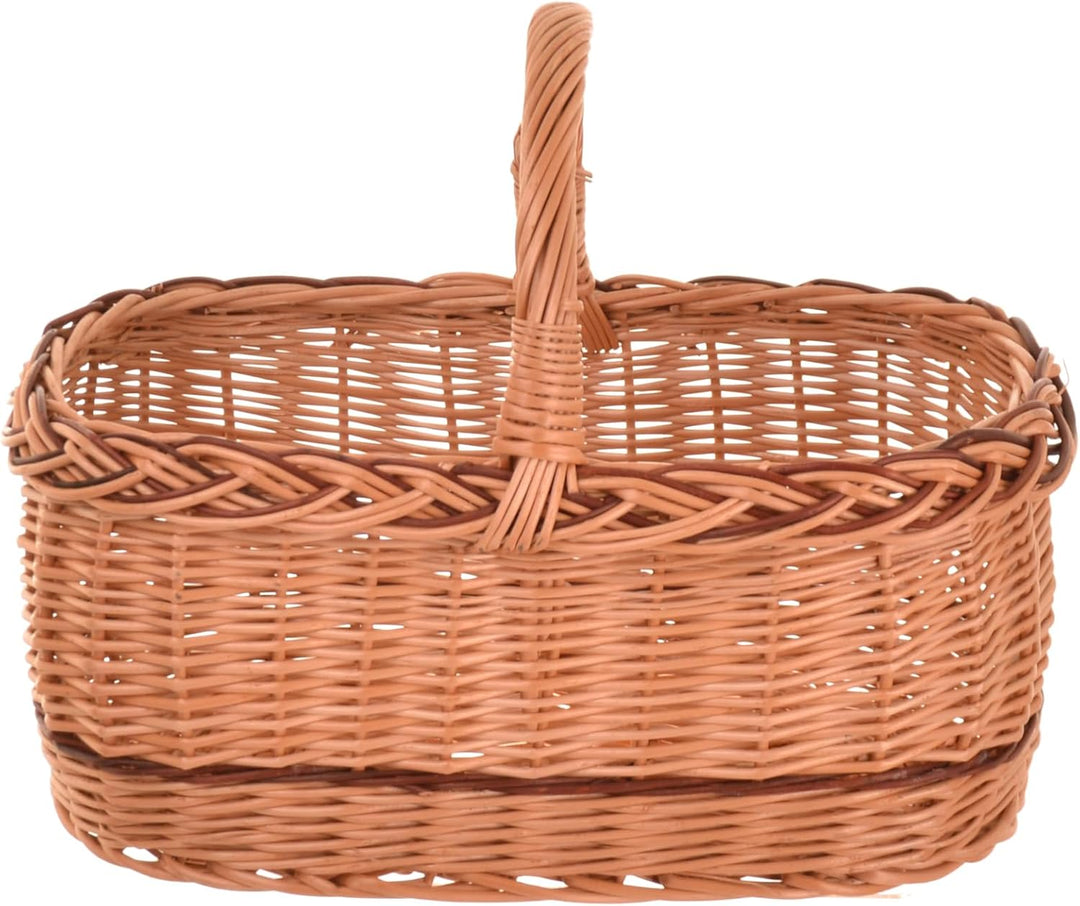 Kleiner Weidenkorb Einkaufskorb mit Henkel 36×23×27 cm – Geflochtener Flechtkorb aus Vollweide, Leic