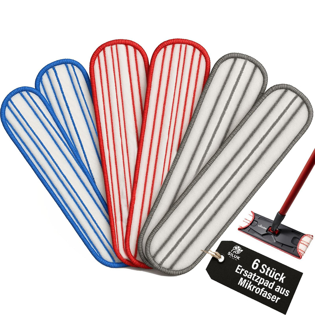 6X Premium Mikrofaser Wischpads kompatibel mit Vileda H2Pro Bodenwischer – Hochwertige Ersatzbezüge,