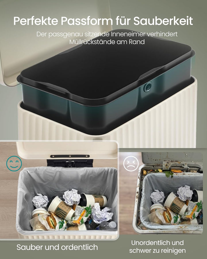 SONGMICS Mülleimer Küche, 50 Liter, Abfalleimer mit Pedal, Tretmülleimer mit Deckel, Softclose, Inne