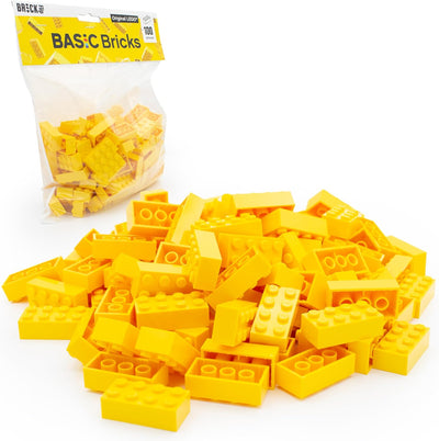 Lego Steine Classic, Gelb, 2x4 Bausteine, 100 Stück - Einzelteile Starterset oder Erweiterung für Le