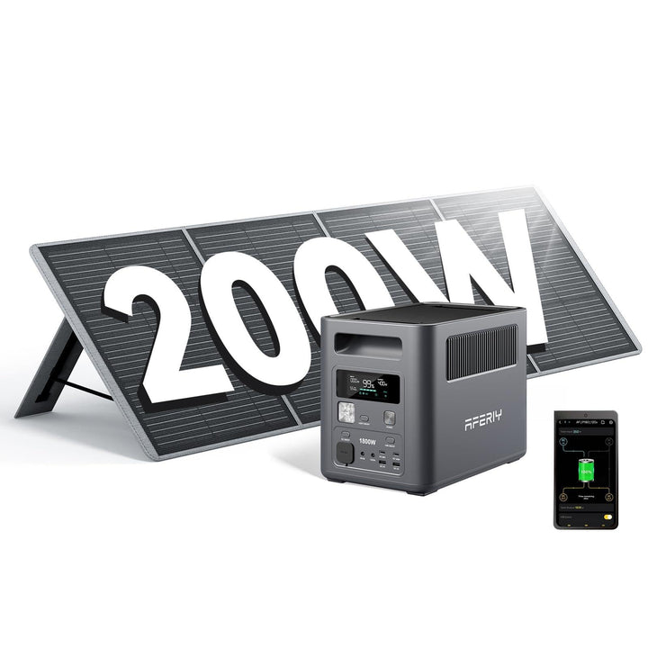 AFERIY 1800W Tragbare Powerstation 1024Wh mit 200W Solarpanel, Solargenerator LiFePO4 & 1Std Schnell