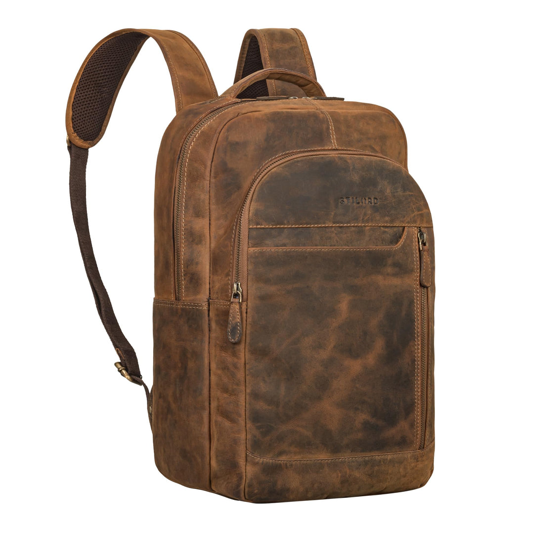 STILORD 'Alura' Grosser Rucksack Damen und Herren Leder Rucksack mit vielen Fächern Laptoprucksack 1