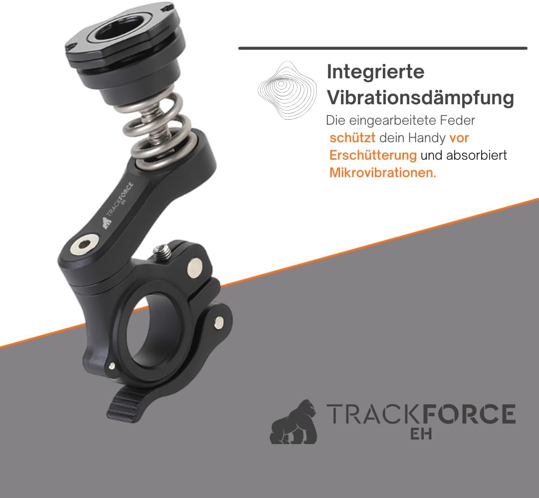 TRACKFORCE - 360° Universelle Handyhalterung mit Vibrationsdämpfer - für Motorrad, Fahrrad &amp; E-Scoot