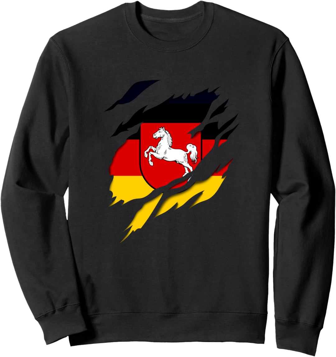 Land Niedersachsen Deutsche Fahne und Wappen Sweatshirt