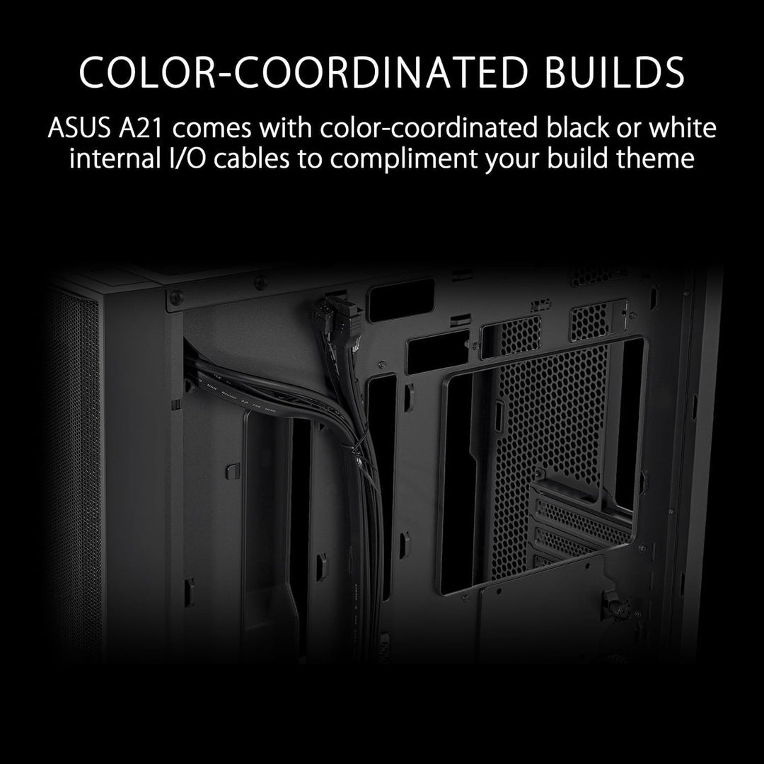 ASUS A21 Micro-ATX Gaming Gehäuse Black (kompatibel mit 360 mm Radiatoren, 380 mm Grafikkarten, Fron