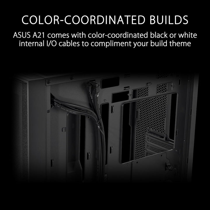ASUS A21 Micro-ATX Gaming Gehäuse Black (kompatibel mit 360 mm Radiatoren, 380 mm Grafikkarten, Fron
