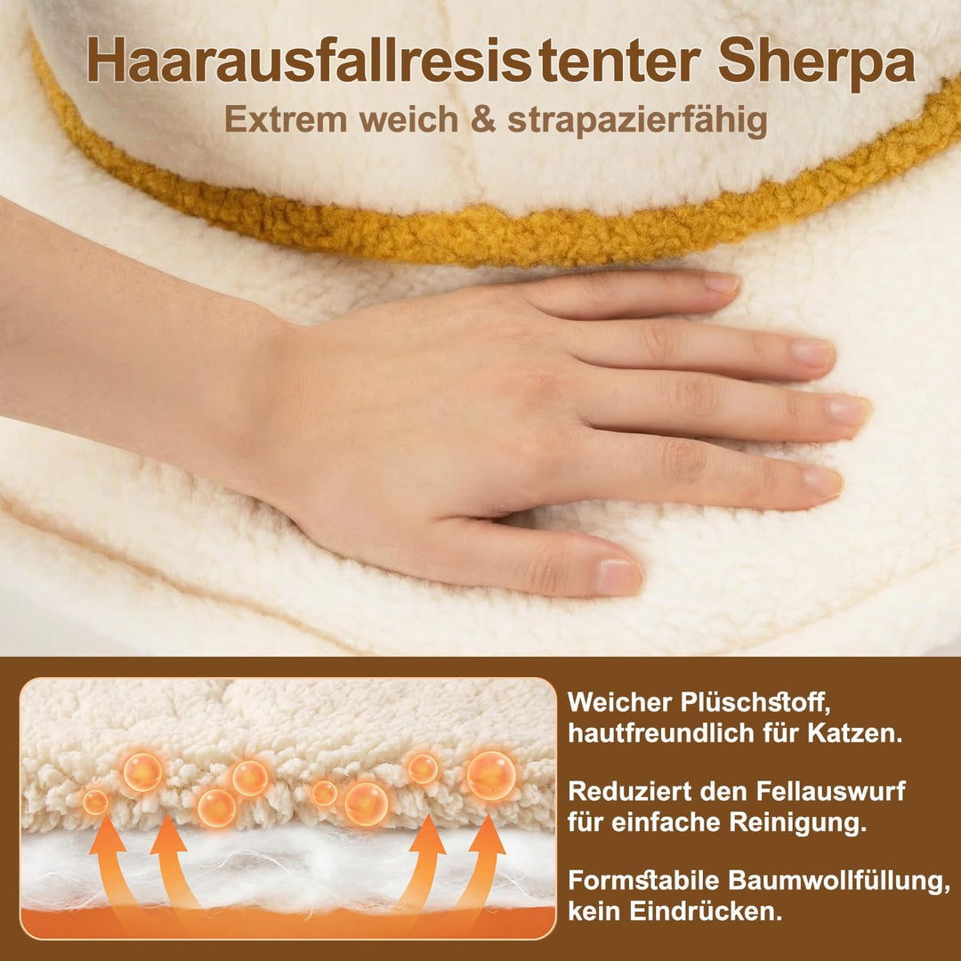 Katzenbett für grosse Katzen, 2-in-1 UFO Katzenhöhle Indoor | Weiches Sherpa-Material, abnehmbares w