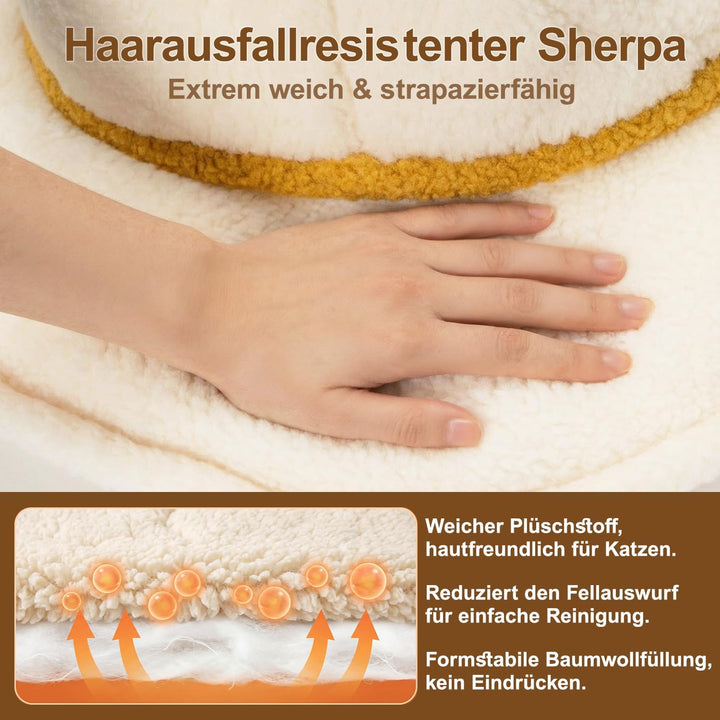 Katzenbett für grosse Katzen, 2-in-1 UFO Katzenhöhle Indoor | Weiches Sherpa-Material, abnehmbares w