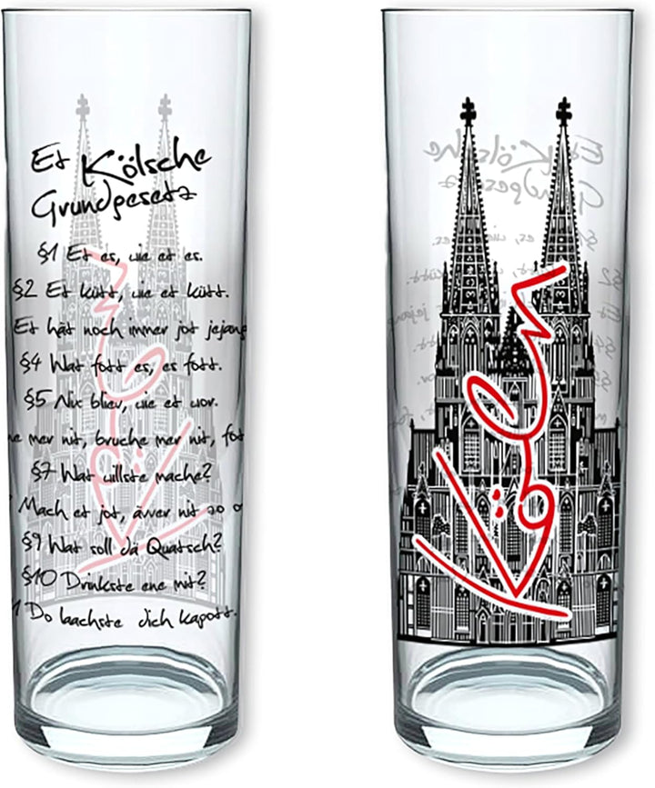 3forCologne Kölschglas-Mix | 6er Pack je 0,2ml | Et Kölsches Grundgesetzt & Kölner Dom | Biergläser,