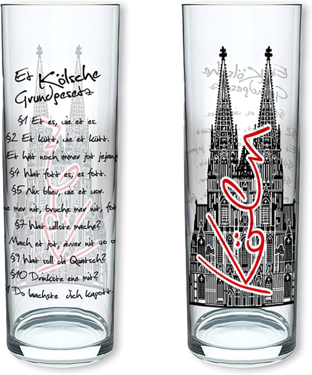 3forCologne Kölschglas-Mix | 6er Pack je 0,2ml | Et Kölsches Grundgesetzt & Kölner Dom | Biergläser,