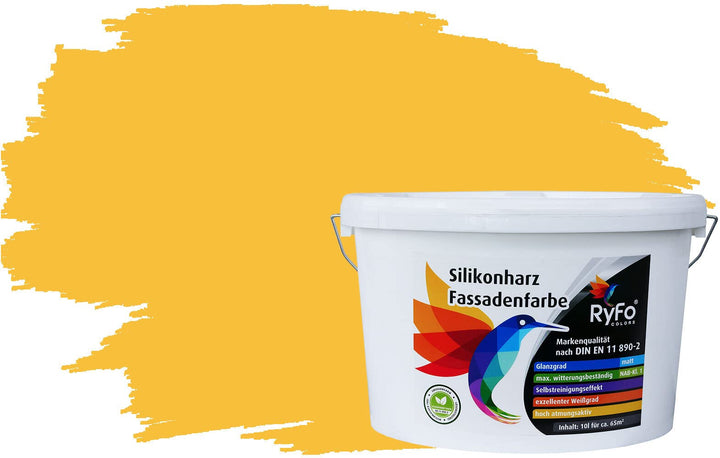 RyFo Colors Silikonharz Fassadenfarbe Lotuseffekt Trend Wüstengelb 10l - bunte Fassadenfarbe, weiter
