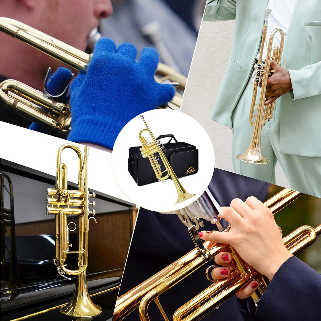 EASTROCK Standard Trompeten Set Standard-Bb-Messing Trompete Mit Hartschale, Handschuhen, Stoff,7C T