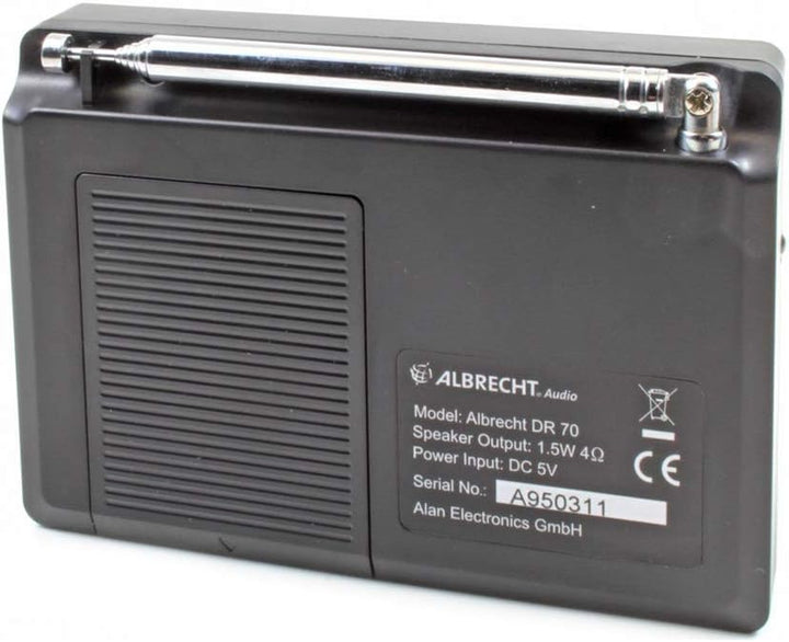 Albrecht 27370 DR70 Digitalradio (DAB+/UKW, 230V, Batteriebetrieb) schwarz