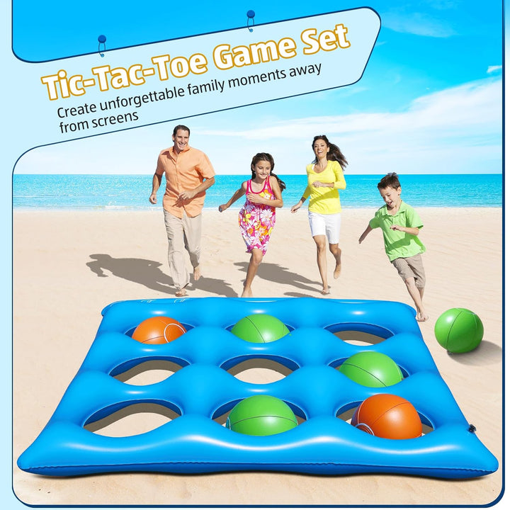 Luxfero Aufblasbares Wasserspielzeug, Tic Tac Toe Pool Spielzeug mit 10 Aufblasbarer Ball, Aufblasba