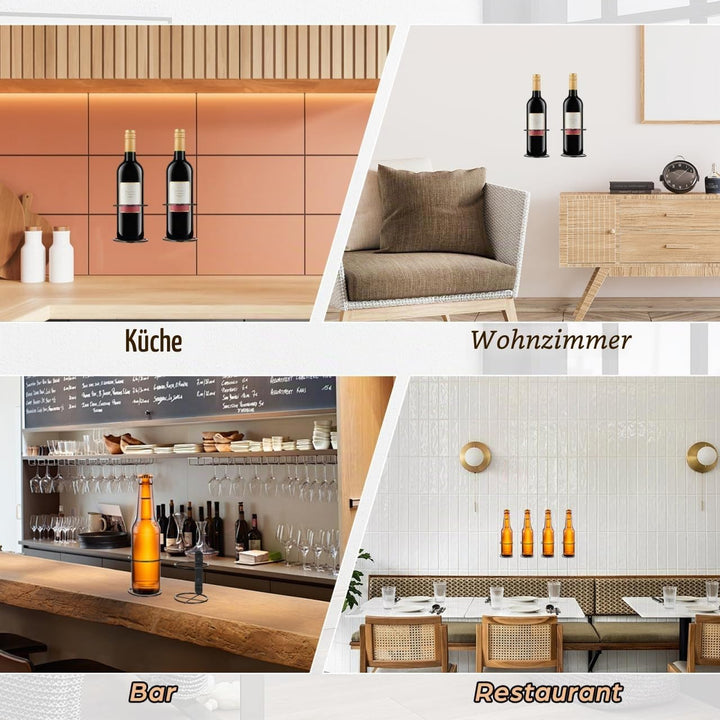 STOBAZA 2Er-Set Wandmontiertes Weinregal Aus Metall Flaschenhalter Für Einzelne Weinflasche Wandwein