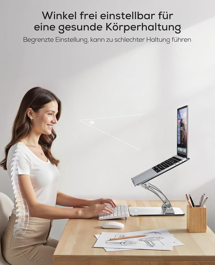 NULAXY Laptop Ständer, Höhenverstellbarer Belüfteter Laptop Halterung, Aluminium Notebook Ständer Ko