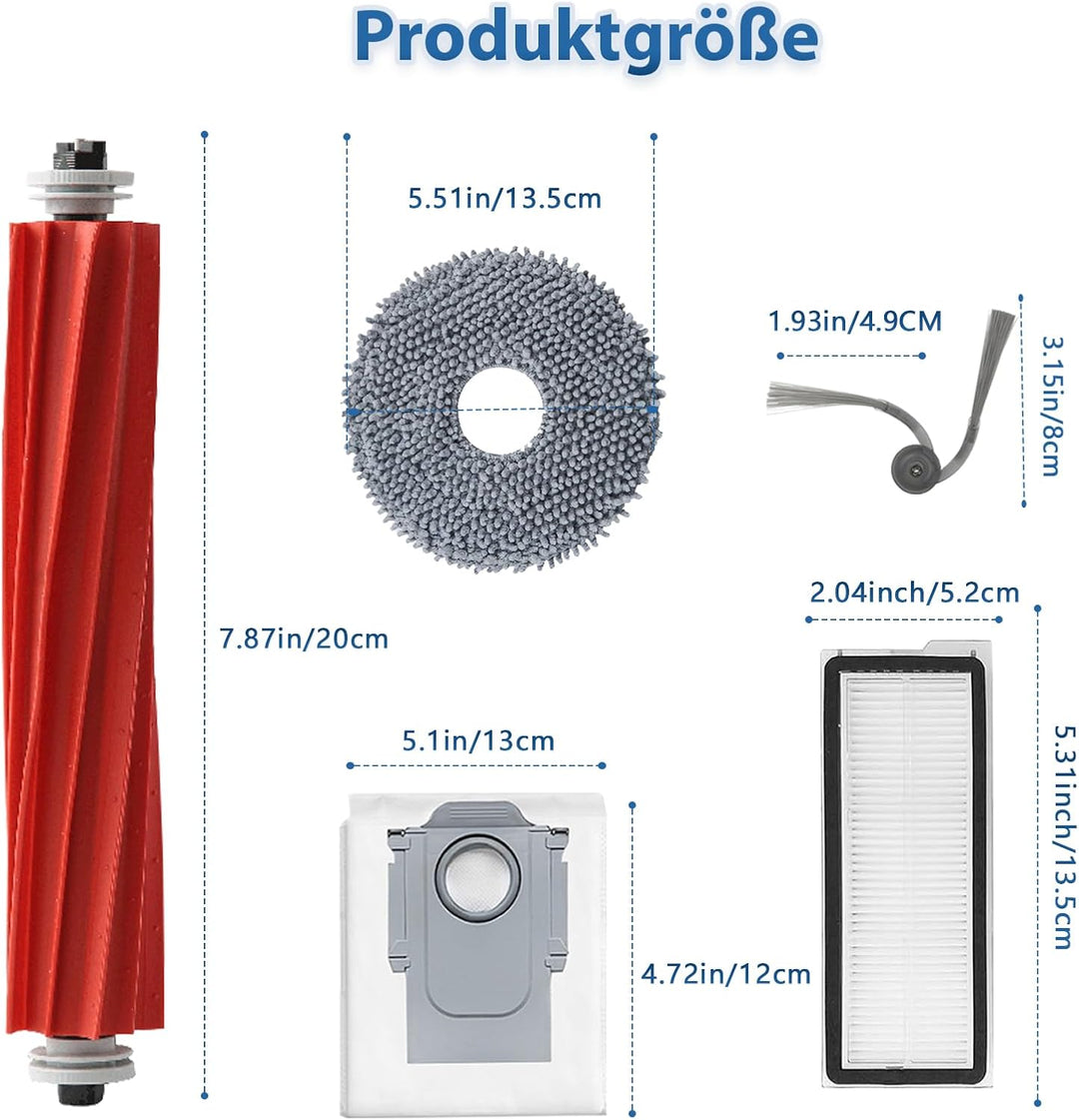 Zubehör für Roborock QV 35A/QV 35S/QR 598/QR 798 Staubsauger, Ersatzteile mit 2 Hauptbürste, 4 Hepa