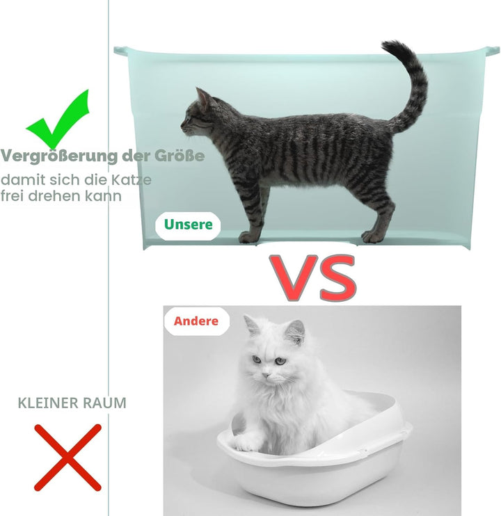 Extra grosse Katzentoilette, einfache Reinigung, abgesenkter Eingang, auslaufsicher, 63 x 45 x 33 cm
