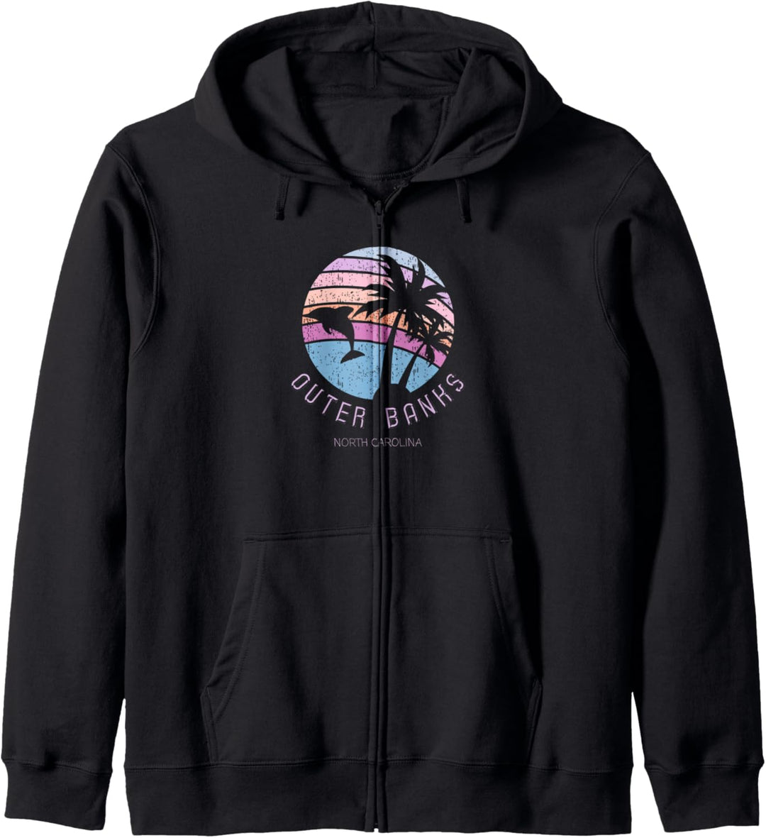 OBX North Carolina Retro Strandurlaub Outer Banks Dolphin Kapuzenjacke