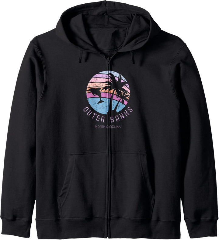 OBX North Carolina Retro Strandurlaub Outer Banks Dolphin Kapuzenjacke