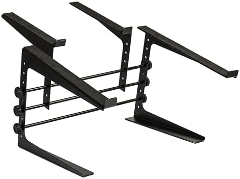 Fame DJ Multi-Stand, Laptop Stand, Höhen- und Breitenverstellbar, Angewinkelte Ablagefläche, Gummier