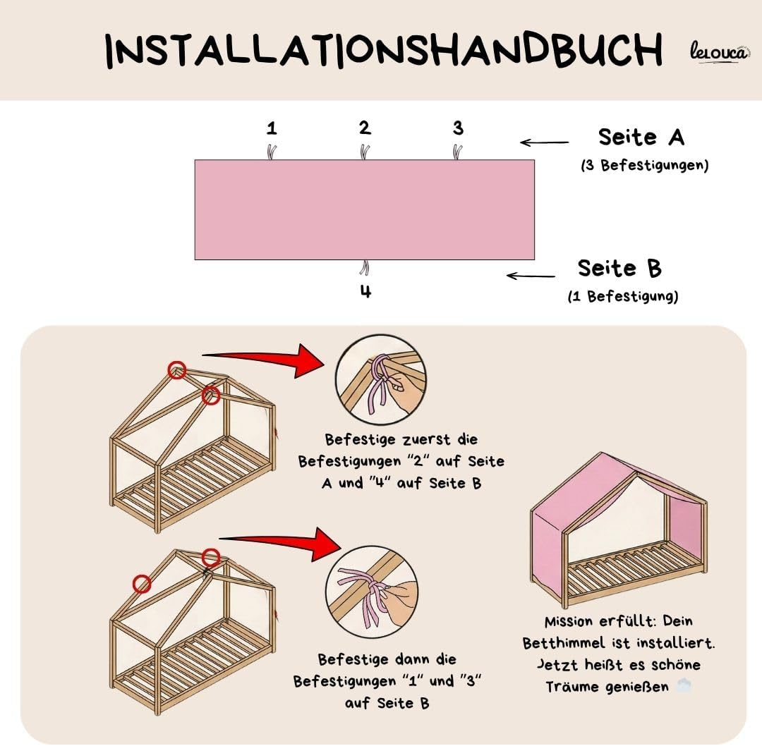 Hausbett Himmel, 100 x 350 cm, Betthimmel Hausbett aus Baumwolle Musselin Beige, Stoffhimmel für Kin